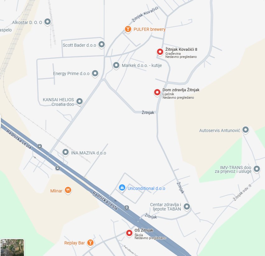 Karta lokacije, Žitnjak Kovačići